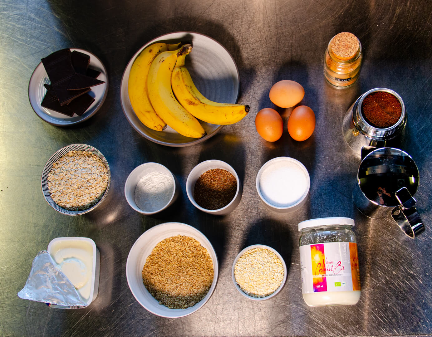 Zutaten Bananenbrot mit Kaffee und Schokolade