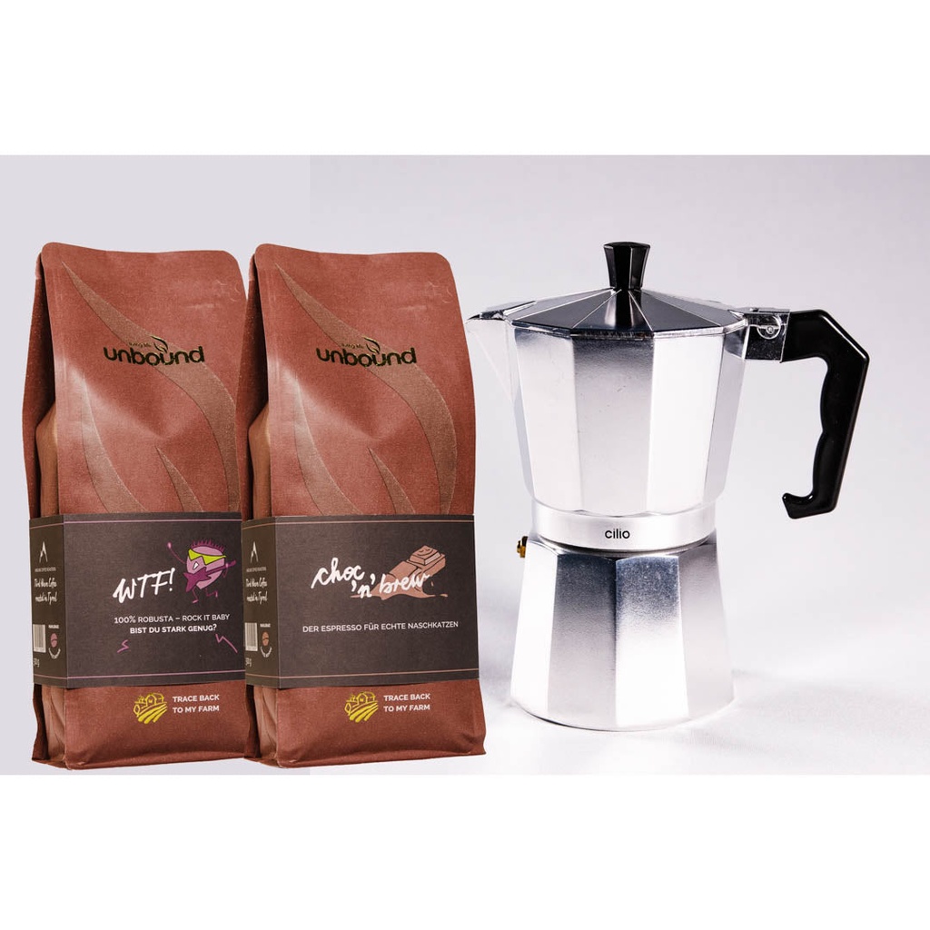 Geschenkset Espressokocher + 2x250g Kaffee